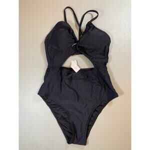 NWT Cupshe Black Cutout Twist Front One Piece Bathing Suit Size XS